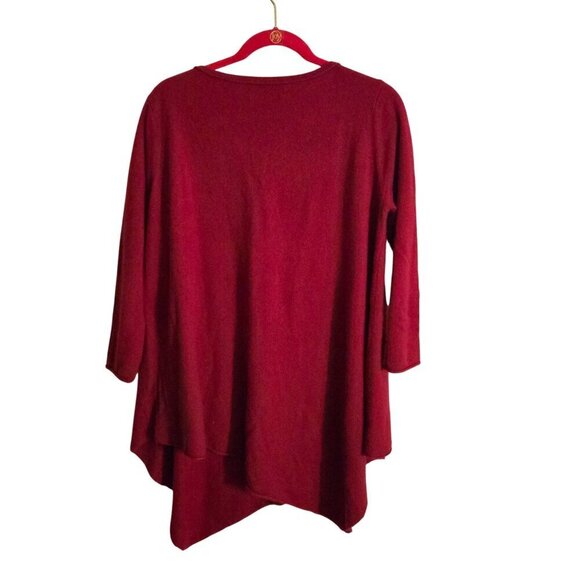 PLY Cashmere Scoop Neck Lagonlook Asymmetric Hem Oversized Tunic Sweater Size S - Picture 2 of 3